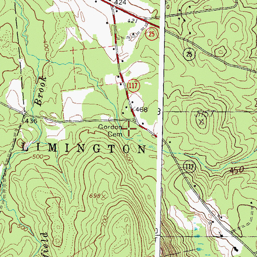 Topographic Map of Gordon Cemetery, ME
