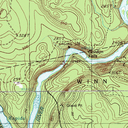 Topographic Map of Gordon Falls, ME