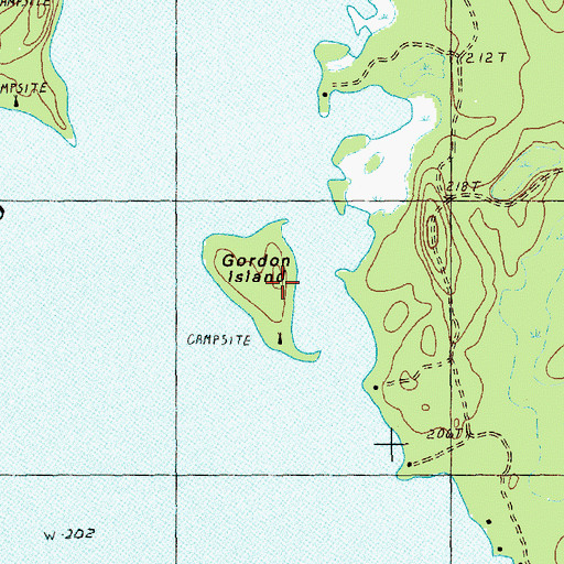 Topographic Map of Gordon Island, ME