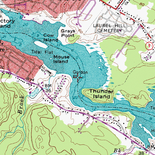 Topographic Map of Gordon Point, ME