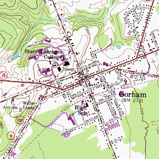 Topographic Map of Gorham, ME