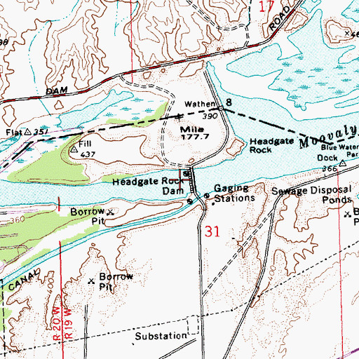 Topographic Map of Headgate Rock, AZ