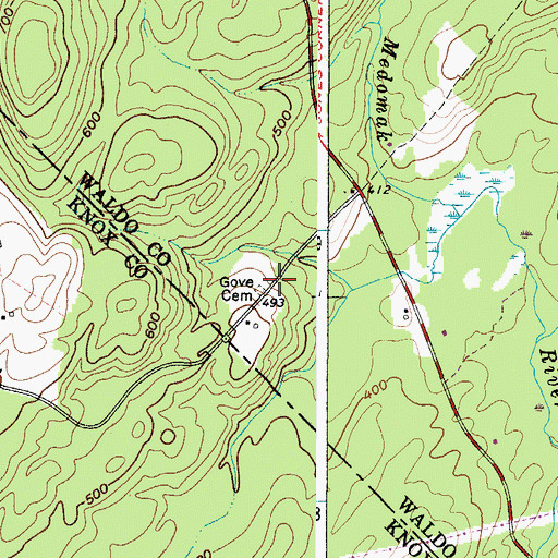 Topographic Map of Gove Cemetery, ME