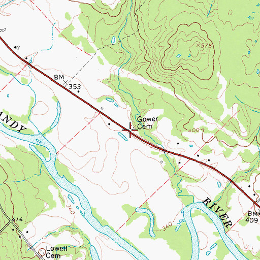 Topographic Map of Gower Cemetery, ME