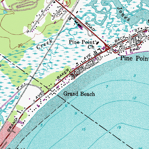 Topographic Map of Grand Beach, ME