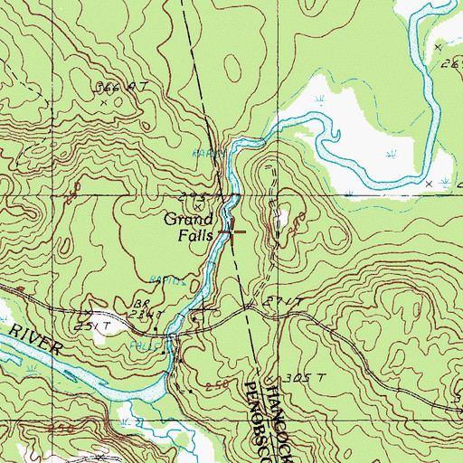 Topographic Map of Grand Falls, ME