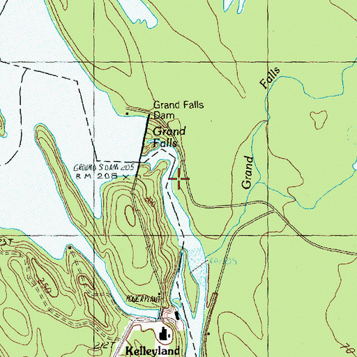 Topographic Map of Grand Falls, ME