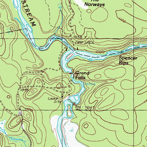 Topographic Map of Grand Falls, ME
