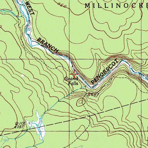 Topographic Map of Grand Falls, ME
