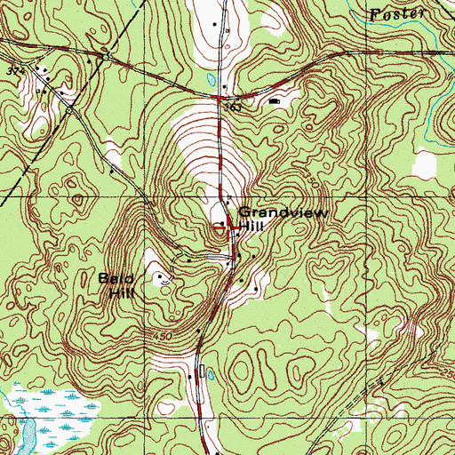 Topographic Map of Grandview Hill, ME