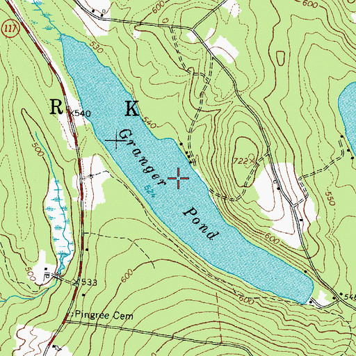 Topographic Map of Granger Pond, ME