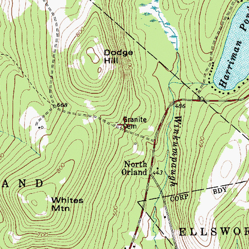 Topographic Map of Granite Cemetery, ME