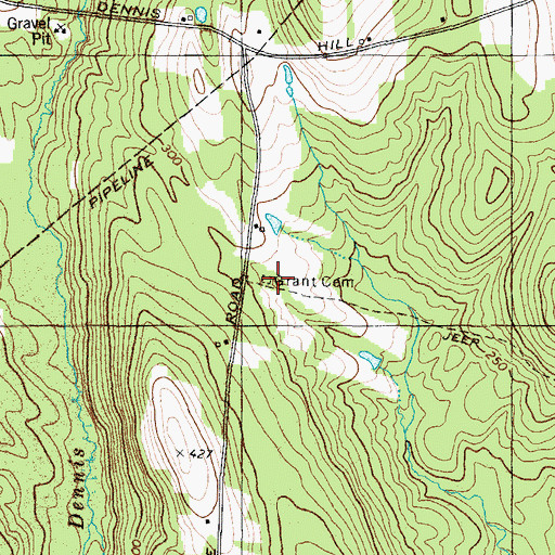 Topographic Map of Grant Cemetery, ME