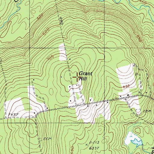 Topographic Map of Grant Hill, ME