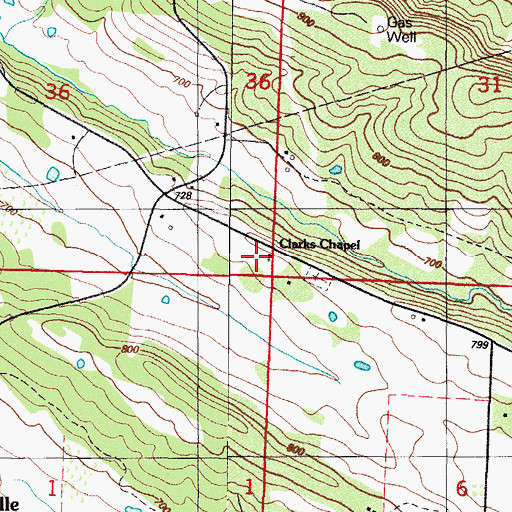 Topographic Map of Clarks Chapel, AR