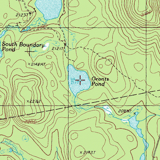 Topographic Map of Grants Pond, ME