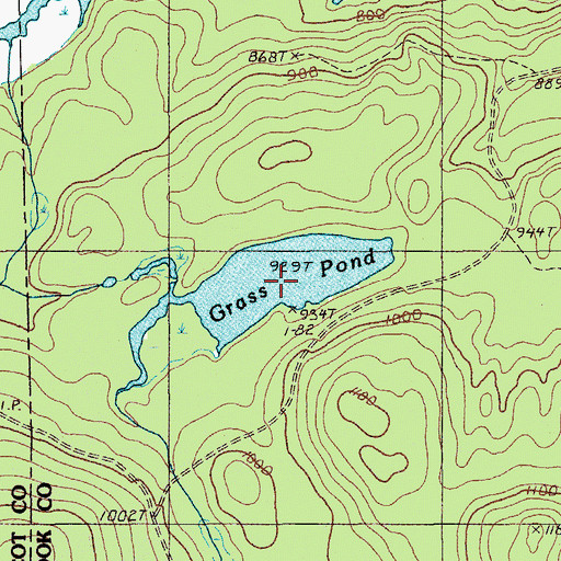 Topographic Map of Grass Pond, ME