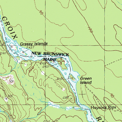 Topographic Map of Grassy Islands, ME