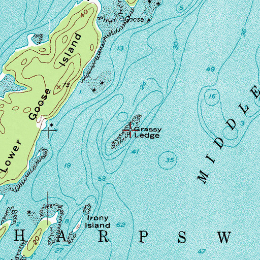Topographic Map of Grassy Ledge, ME