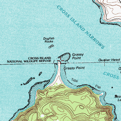 Topographic Map of Grassy Point, ME