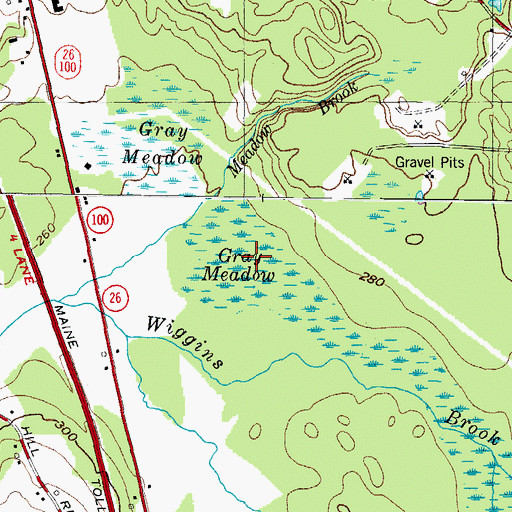 Topographic Map of Gray Meadow, ME