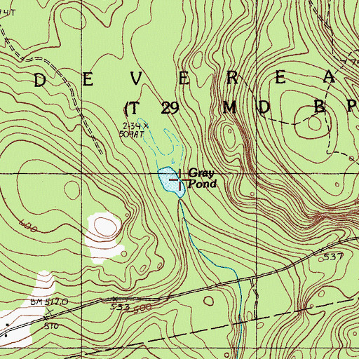 Topographic Map of Gray Pond, ME