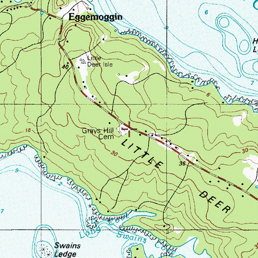 Topographic Map of Grays Hill Cemetery, ME