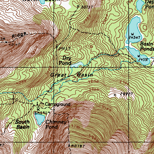 Topographic Map of Great Basin, ME