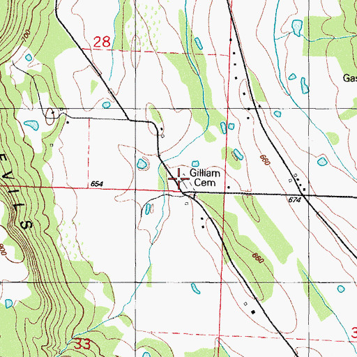 Topographic Map of Gilliam Cemetery, AR