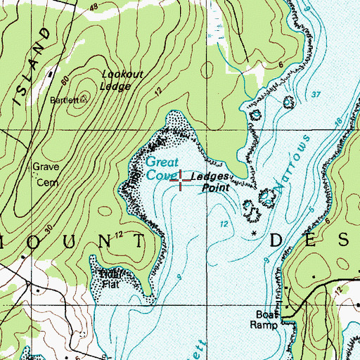 Topographic Map of Great Cove, ME