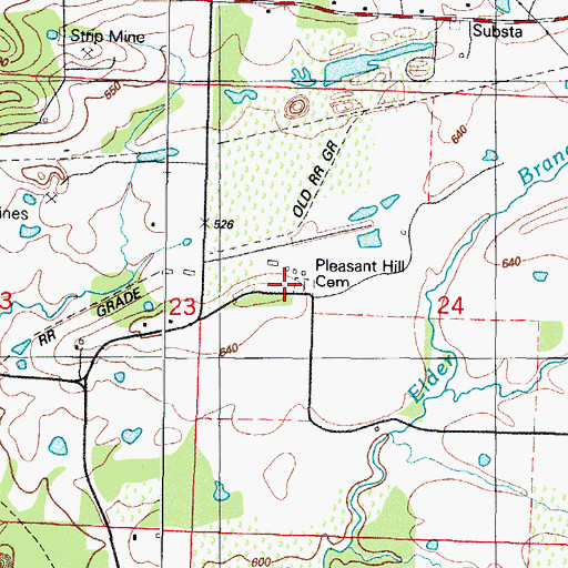 Topographic Map of Pleasant Hill Cemetery, AR