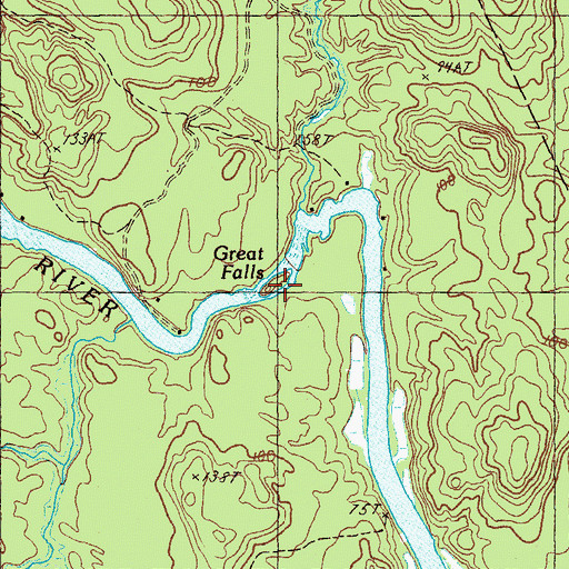 Topographic Map of Great Falls, ME