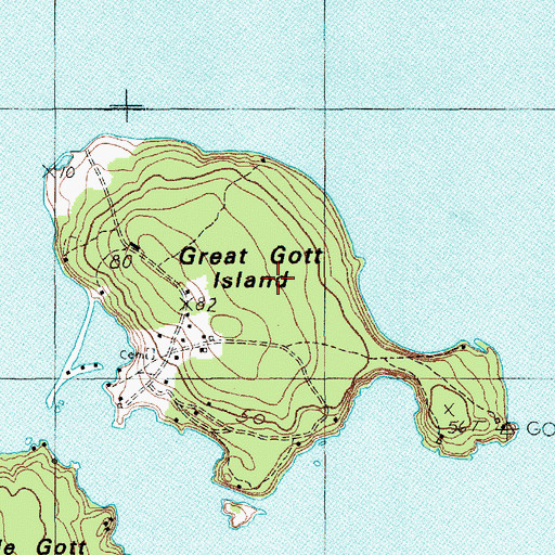 Topographic Map of Great Gott Island, ME