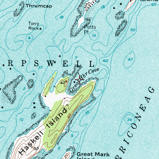 Topographic Map of Great Harbor Cove, ME