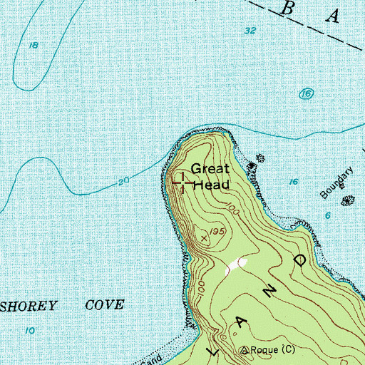 Topographic Map of Great Head, ME