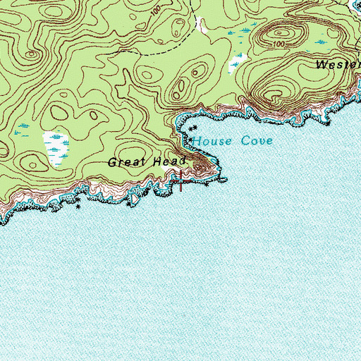 Topographic Map of Great Head, ME