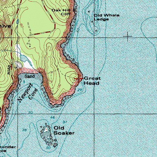 Topographic Map of Great Head, ME