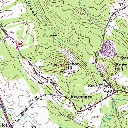 Topographic Map of Great Hill, ME