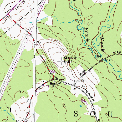Topographic Map of Great Hill, ME