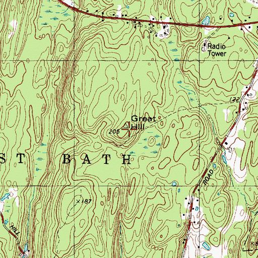 Topographic Map of Great Hill, ME