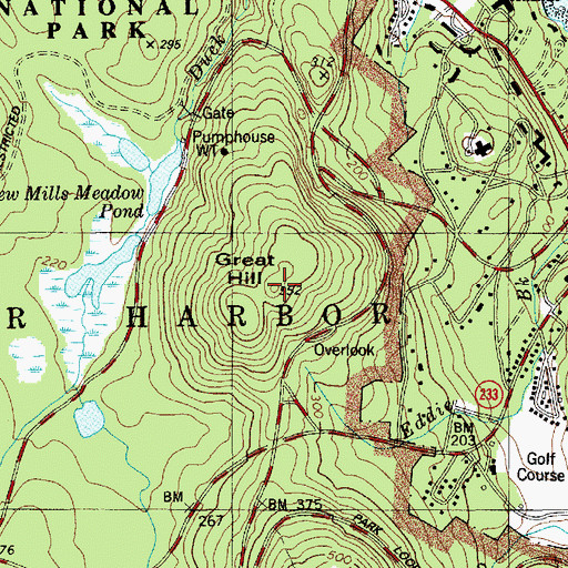 Topographic Map of Great Hill, ME