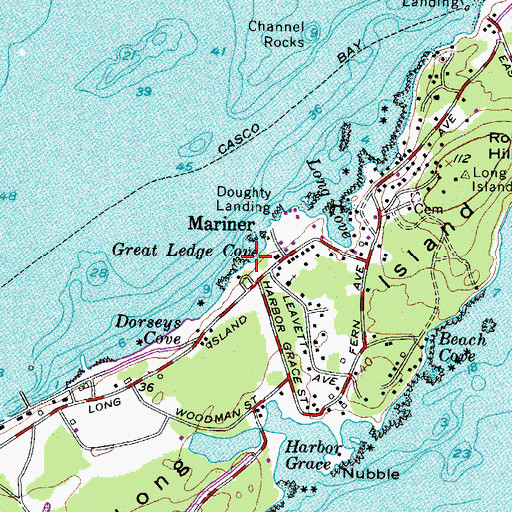 Topographic Map of Great Ledge Cove, ME