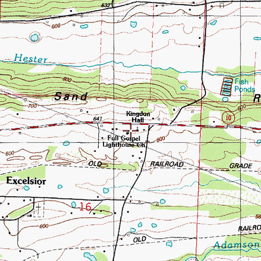 Topographic Map of Kingdom Hall, AR