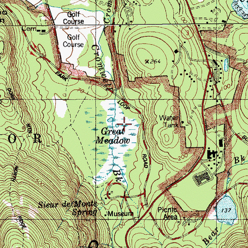 Topographic Map of Great Meadow, ME