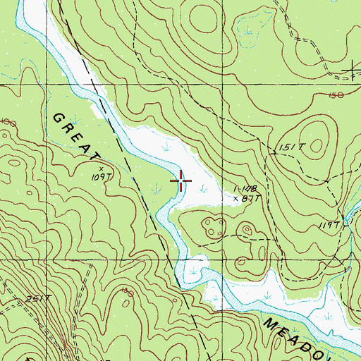 Topographic Map of Great Meadow, ME