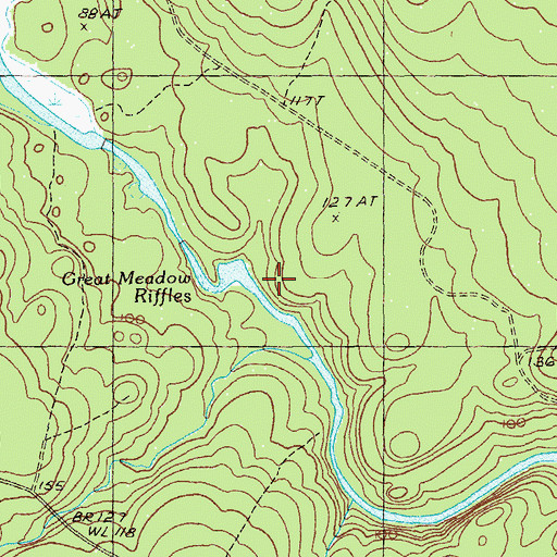 Topographic Map of Great Meadow Riffles, ME