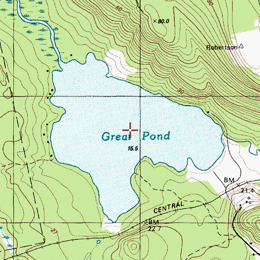 Topographic Map of Great Pond, ME