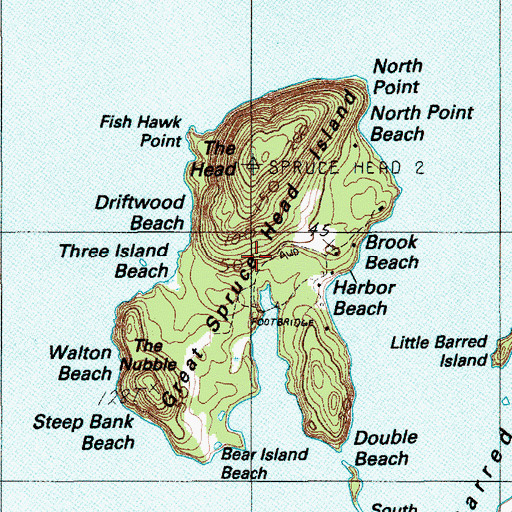 Topographic Map of Great Spruce Head Island, ME
