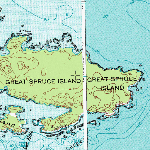 Topographic Map of Great Spruce Island, ME