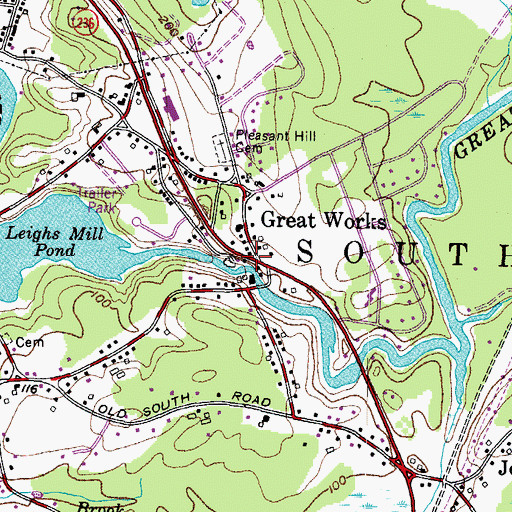 Topographic Map of Great Works, ME